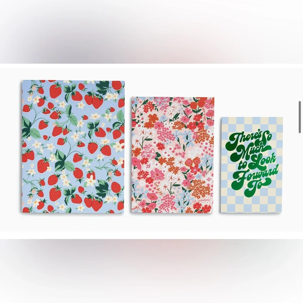 ban.do | Rough Draft Notebook Journal Set of 3, Strawberry Fields